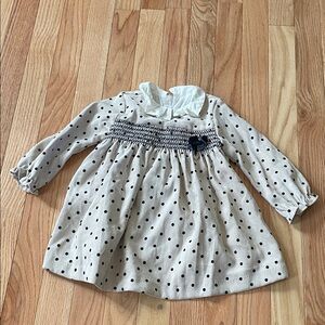 Polka Dot Baby Dress with White Collar